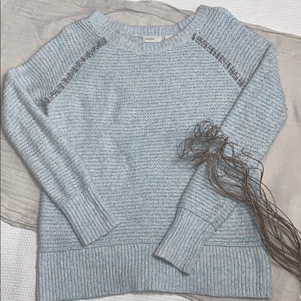 Anthropologie Sleeping On Snow Embellished Sweater